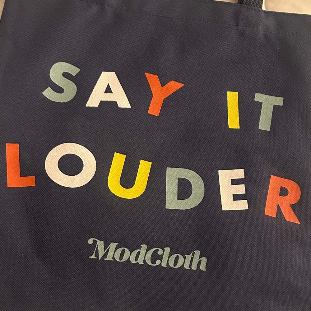 ModCloth Navy Tote with Vibrant Lettering - Picture 2 of 5